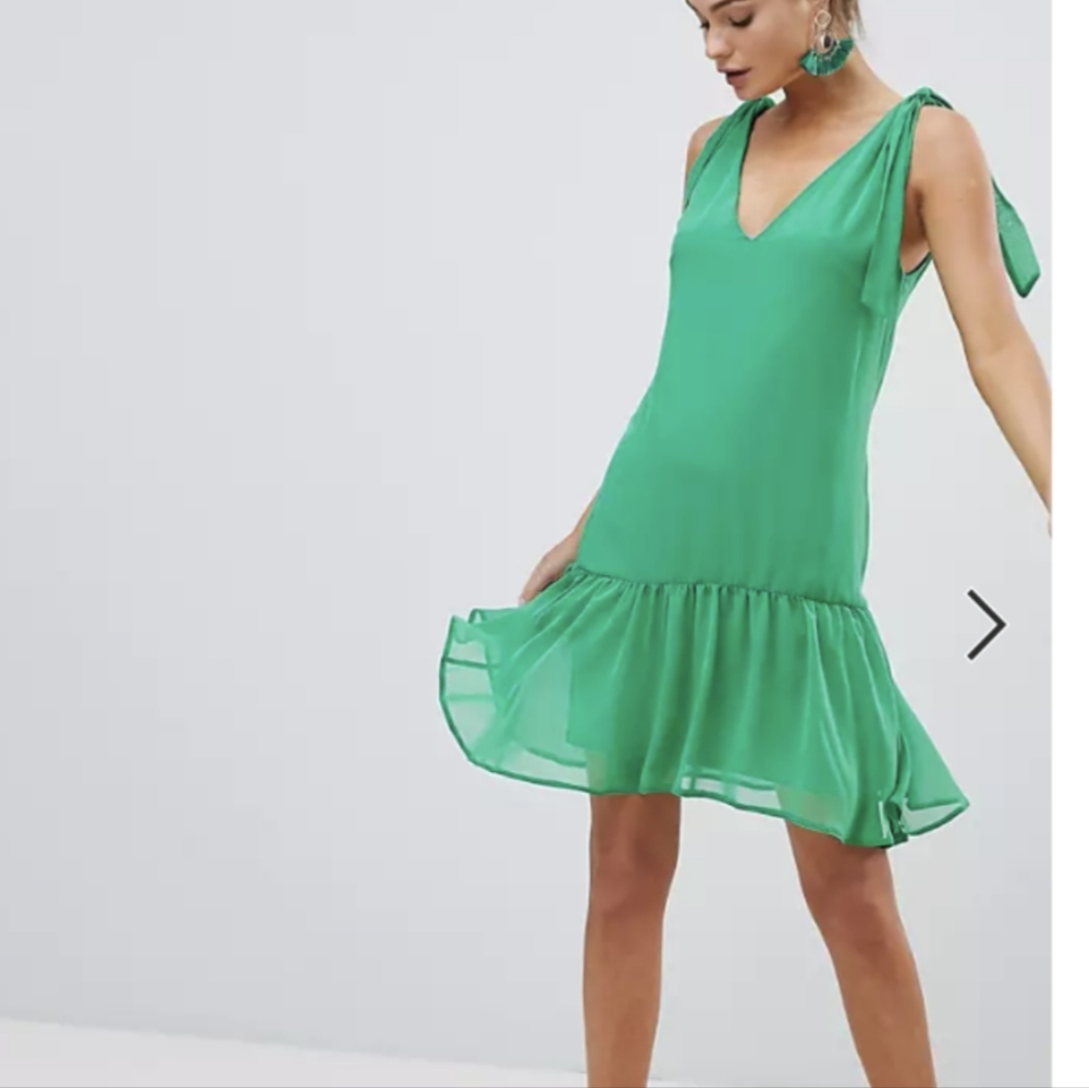 ASOS Silver Bloom Tie Shoulder Swing Dress
